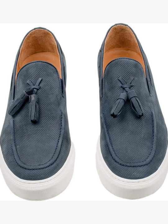 Δερμάτινα Ανδρικά Loafers σε Μπλε Χρώμα