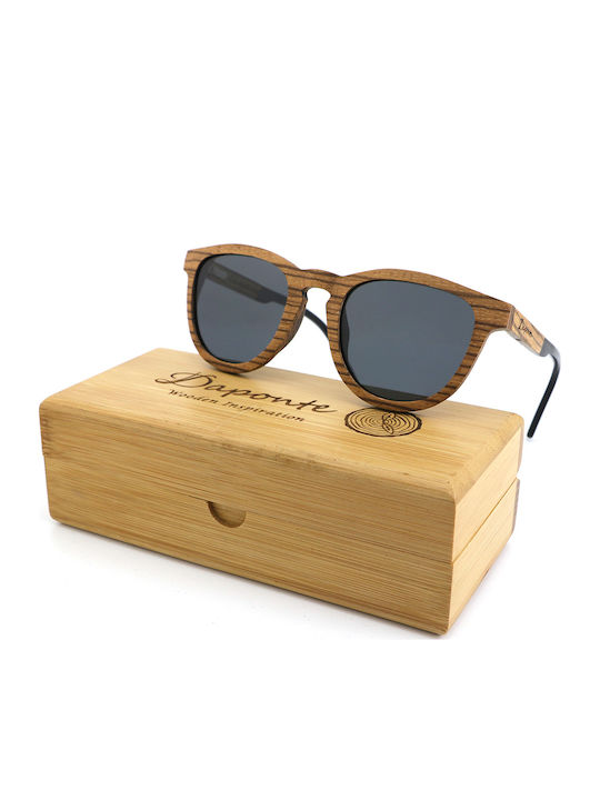 Daponte Damen Sonnenbrille mit Braun Holz Gestell und Gray Polarisiert Linse DAP006 4