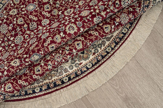 Newplan Sonia 240/301220 Teppich Rund Synthetisch,Polyester/Cotton/Leather mit Fransen Burgundisch