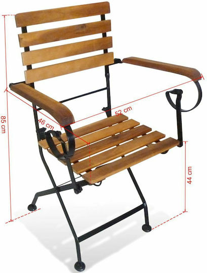 Градински Стол Zappeiou Дървен Кафяв 2 Бройки 52x46x85см
