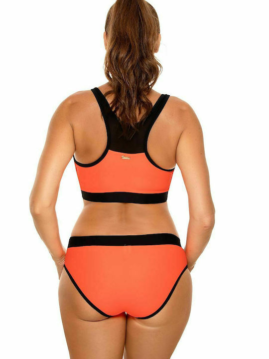 Marko Bikini Set Sports Bra & Slip Bottom with Detachable Straps Orange