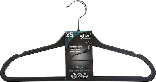 5Five Rubber Κρεμάστρα Ρούχων σε Μαύρο Χρώμα 151544 5τμχ
