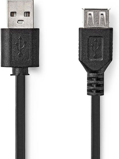 Nedis USB 2.0 Cable USB-A male - USB-A female Μαύρο 3m (CCGB60010BK30)