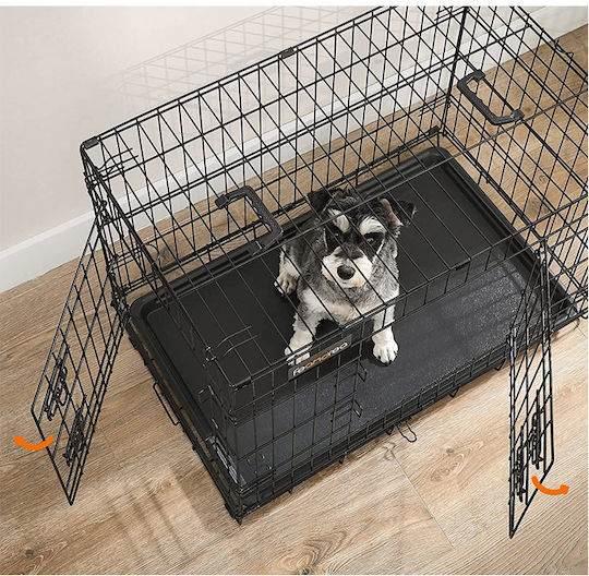 Feandrea Dog Wire Crate with 2 Doors Folding Metal 77.5x48.5x55.5cm