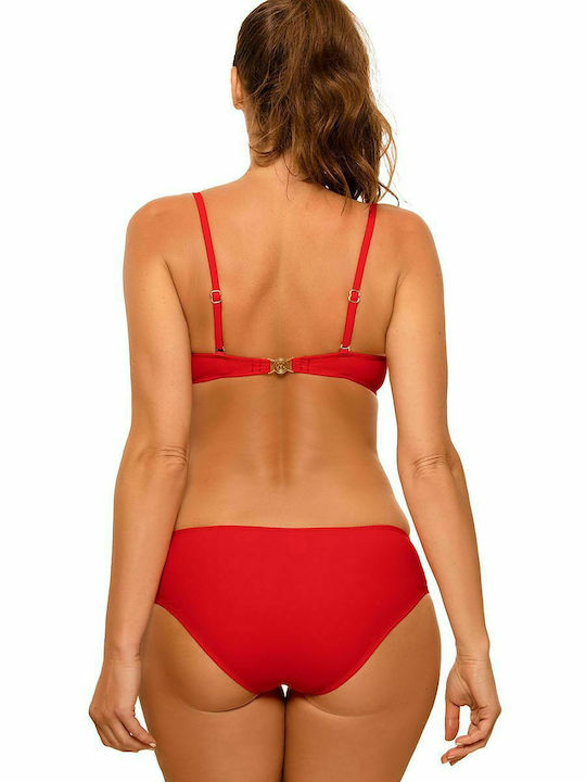 Marko Padded Bikini Set Bra & Slip Bottom with Adjustable Straps Red