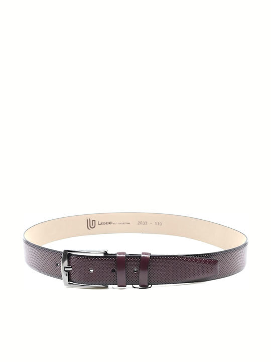 Men's Belt from Artificial Leather Burgundy