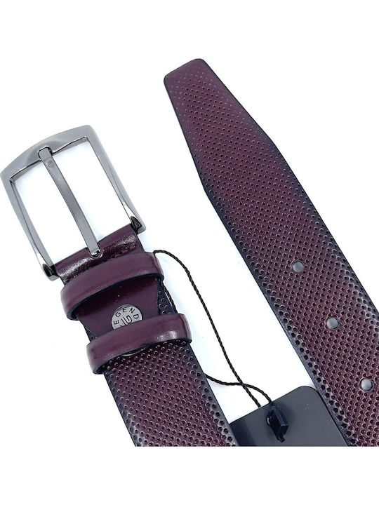 Men's Belt from Artificial Leather Burgundy