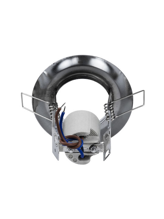 GloboStar Aliba Round Metallic Recessed Spot with Socket E14 Silver 9.2x9.2cm. 1pcs