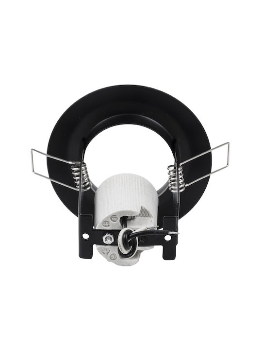 GloboStar Aliba Rund Metallisch Einbau Spot mit Fassung E14 Schwarz 9.2x9.2cm. 1Stück