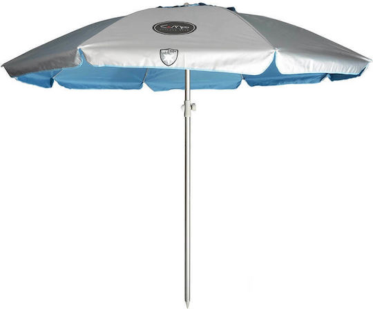 Campo Capri 220 Umbrelă Plajă Aluminiu Diametru 2m cu Protecție UV și Rezistență la Vânt Albastră