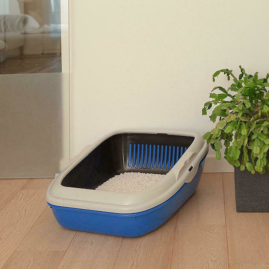 Ferplast Birba Λεκάνη Γάτας με Κόσκινο Μπλε Μ55 x Π45.5 x Υ22cm