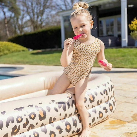 Swim Essentials Leopard Children's Swimming Pool PVC 350lt Inflatable 211x132x46cm Beige