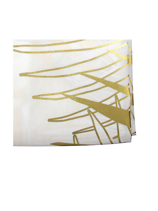 Orbella Fabric Shower Curtain 180x200cm Blanc/ Or
