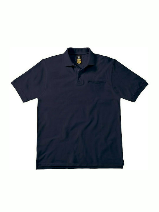 B&C Pique Men's Short Sleeve Promotional Blouse Navy Blue PUC11-003