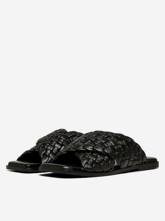 Frei1 Leder Flache Sandalen für Damen in Schwarz Farbe
