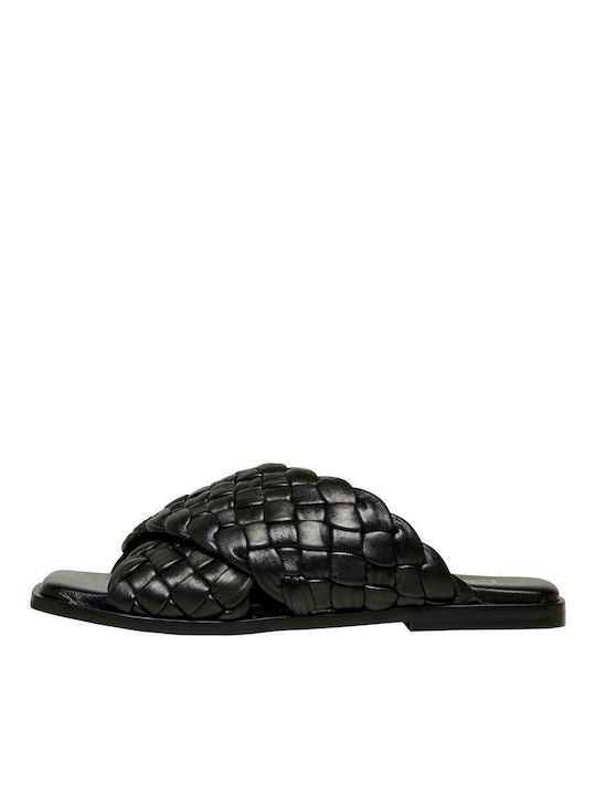 Only Leather Crossover Women's Sandals Black