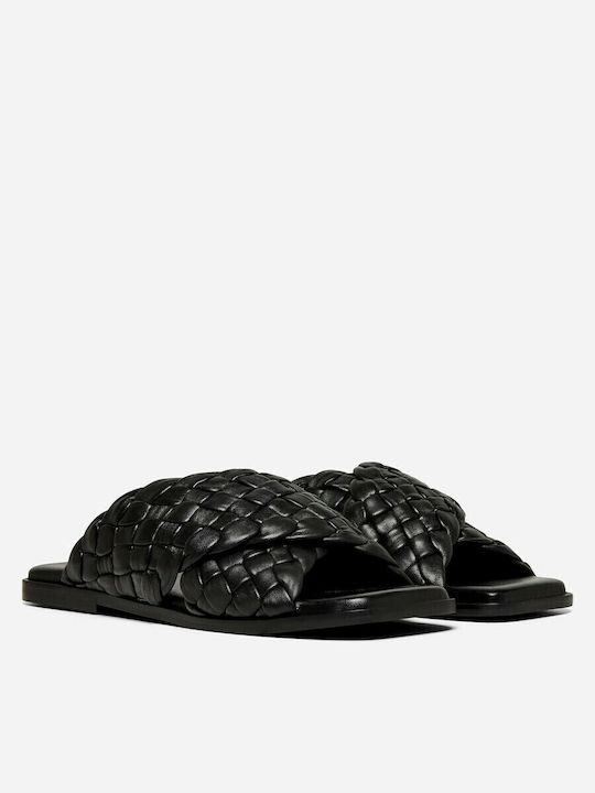 Frei1 Leder Flache Sandalen für Damen in Schwarz Farbe