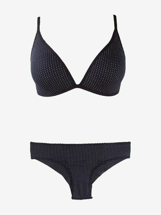 Norddiva Lingerie Underwear Set with Bralette & Brazil Navy Blue