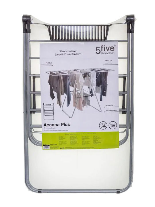 5Five Accona Plus Stainless Steel Folding Floor Clothes Drying Rack with Hanging Length 13m