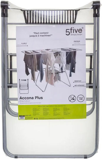 5Five Accona Plus Folding Floor Stainless Steel Clothes Drying Rack with 13m Hanging Length
