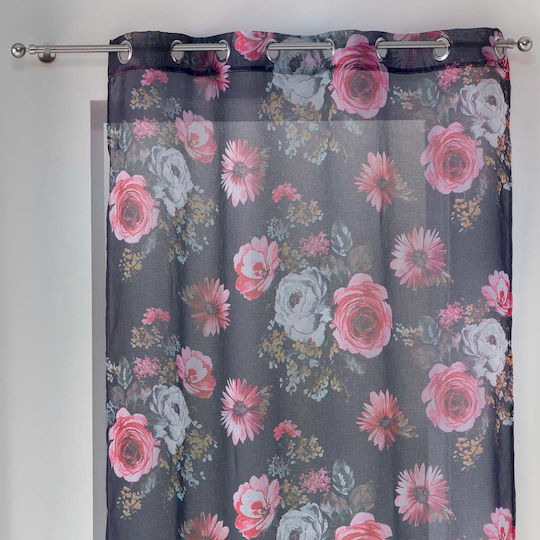 Douceur d'Intérieur L-C Flower Life mit Grommets Pflaume 140x240cm