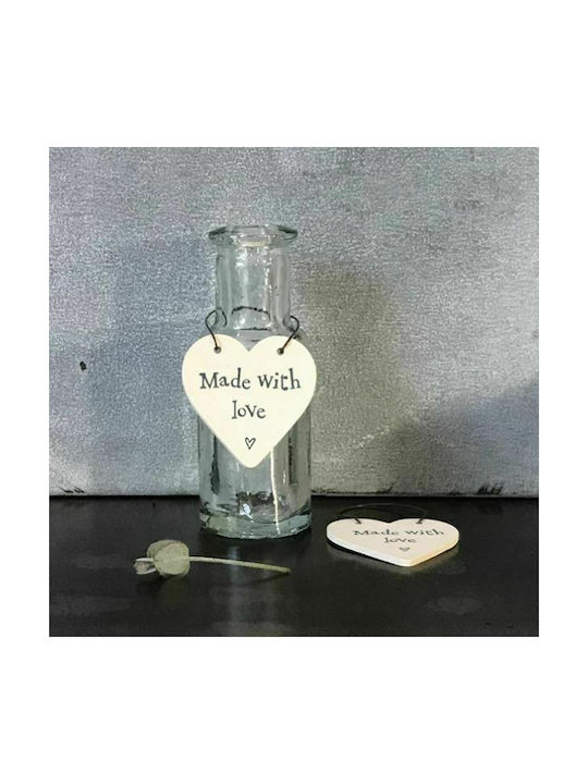 Made with Love Christmas Tree Ornament Heart Wooden White 3x6cm