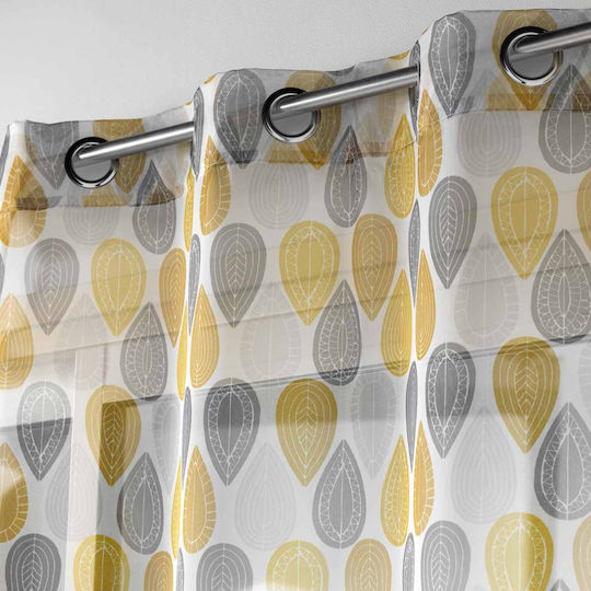 Curtain with Grommet L-C Palpito Voilage Jaune / Blanc 1626769 140x240cm
