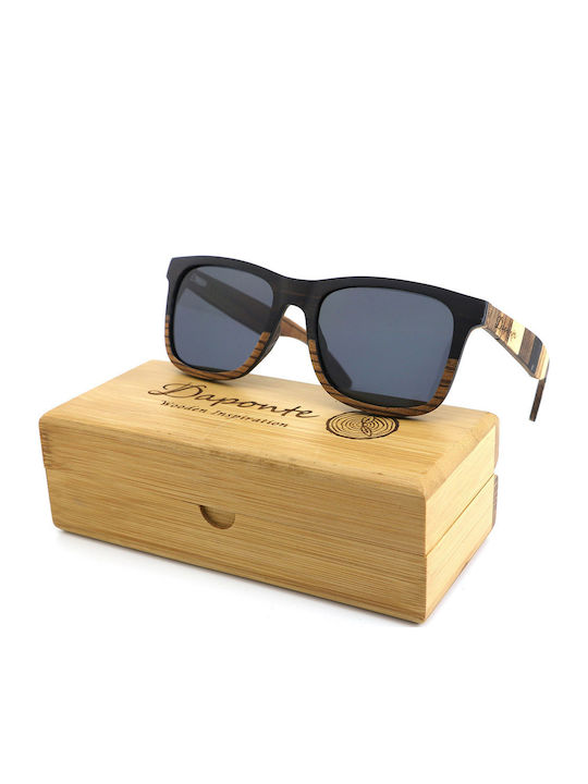Daponte Men's Sunglasses with Multicolour Wooden Frame and Gray Polarized Lens DAP528EZ 4