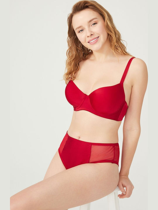 Cansoy Underwear Set with Bra & Brazil Red E