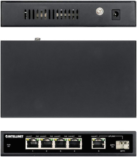 Intellinet 1SFP91W Unmanaged L2 PoE+ Switch με 4 Θύρες Gigabit (1Gbps) Ethernet και 1 SFP Θύρα
