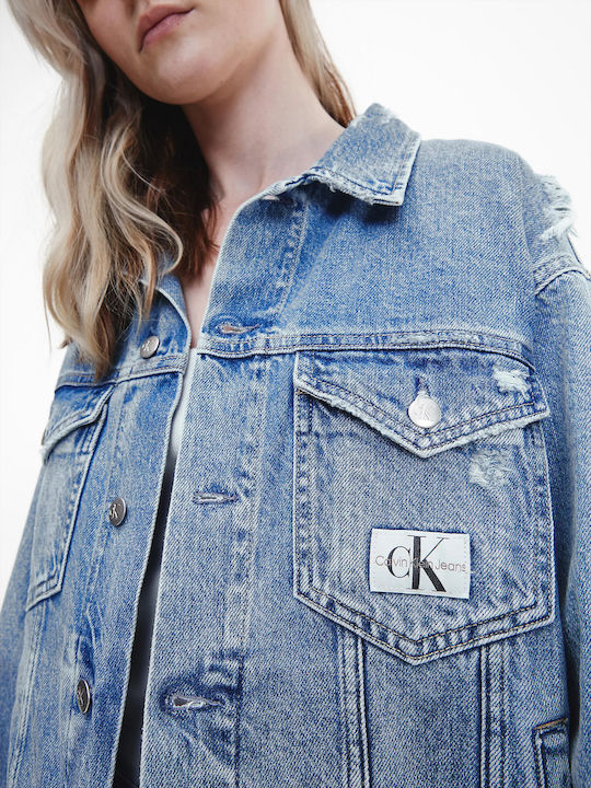 Kurz Damen Jeansjacke Blau