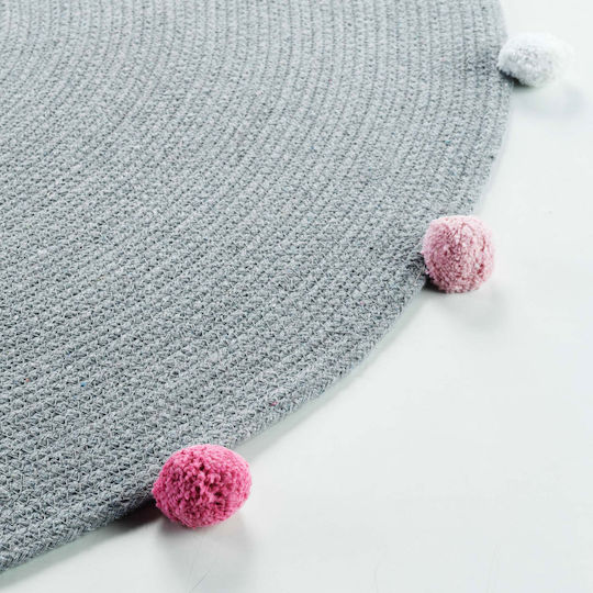 Kids Synthetic Rug Pompom Party Round 90cm