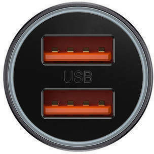 Baseus Golden Contactor Auto-Ladegerät 60W mit Anschlüssen: 2xUSB Gray Farbe