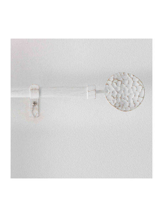 Extendable Metallic Curtain Pole L-C Bullette Single Φ19mm 120-210cm Blanc / Or