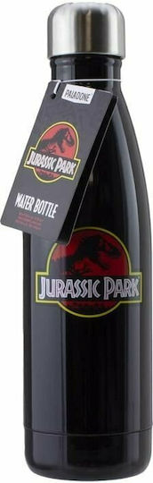 Paladone Jurassic Park Kids Water Bottle Dinosaur Aluminium with Screw Cap Non Spill Black 500ml