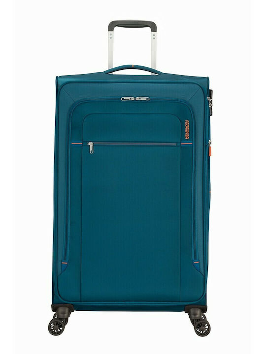 American Tourister Crosstrack Large Fabric Blue Suitcase With 4 Wheels Height 79cm