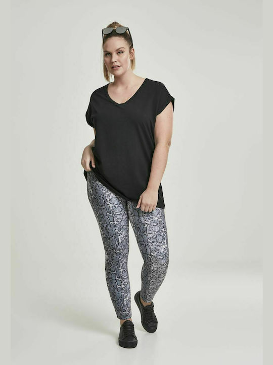 High Frauen Lang Leggings Hochgeschnitten Grey Snake