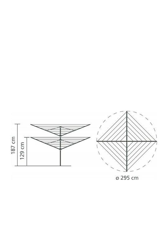 Brabantia Lift-O-Matic Rotary Dryer Metallic Folding Floor Clothes Drying Rack with Hanging Length 50m