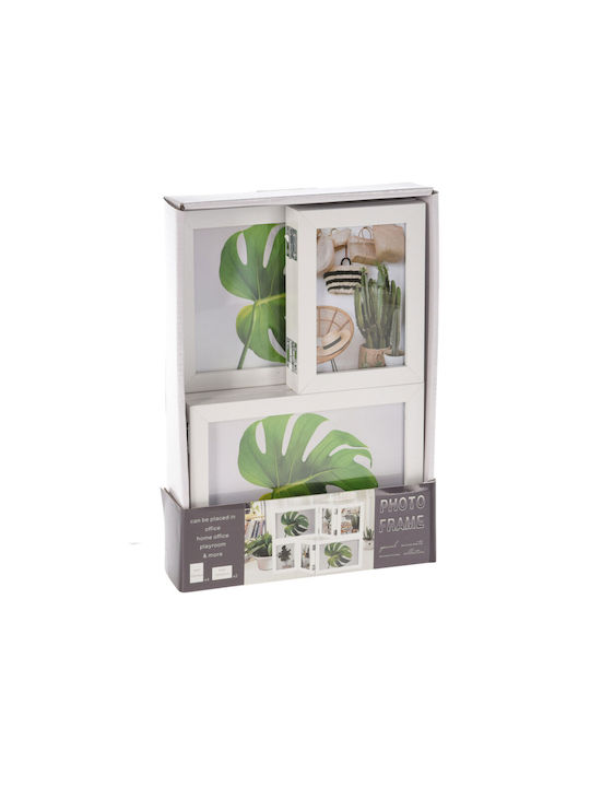 Multi Picture Frame 6 Positions Plastic with White Frame