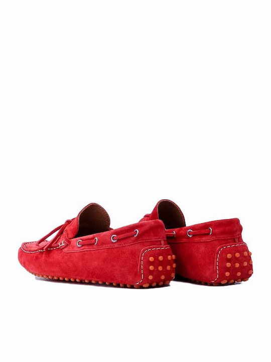 Suede Ανδρικά Boat Shoes σε Κόκκινο Χρώμα