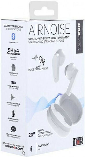 T'nB Air Noise In-ear Bluetooth Handsfree Căști cu Carcasă de Încărcare Alb