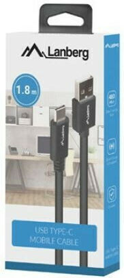 Lanberg USB 2.0 Cable USB-C Male - USB-A Black 1.8m