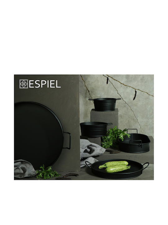 Espiel Metal Oval Serving Tray with Handles in Black Color 23.5x13x7cm 1pcs