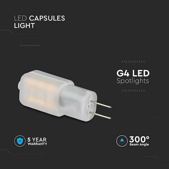 V-TAC Vt-201 LED Bulb 1.1W 110mm for Socket G4 Warm White 100lm