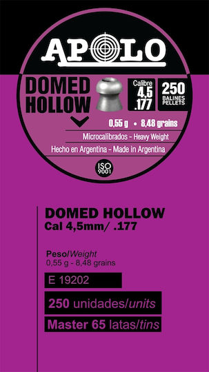 Apolo Apolo Domed Hollow 250τμχ 4.5mm
