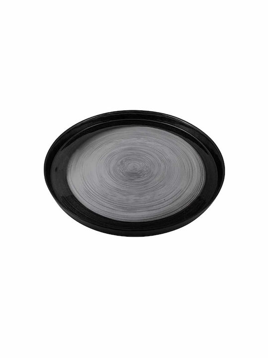 HFA Round Glass Decorative Platter Reflections Dark grey 40x40x7cm