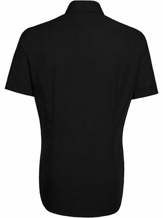 Seidensticker Men's Shirt Short Sleeve Cotton Black