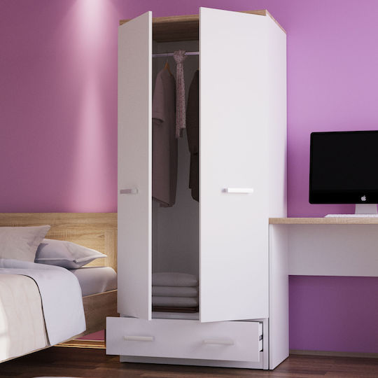 Doppeltür Kleiderschrank Top Mix Weiß 80x57x183cm