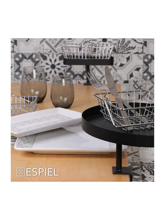 Espiel Rectangular Table Extension made of Metal in Black Color 25.5x25cm AST417 1pcs
