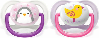 Philips Orthodontic Pacifiers Silicone Ultra Air Animals Pink / Purple for 0-6 months 2pcs